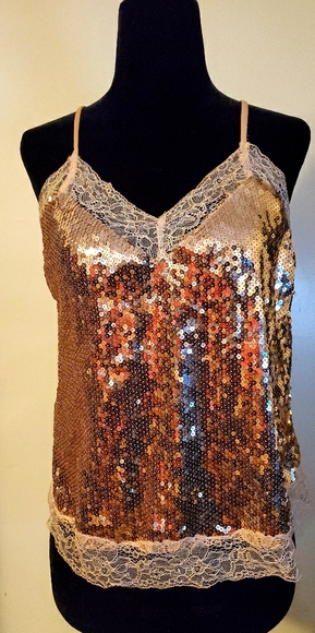Sequins camisole in nude Peach colour - Picture 2 of 10